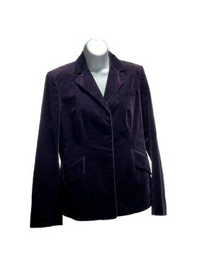 Charles Nolan New York Womens Purple Velvet Blazer Jacket Size 8